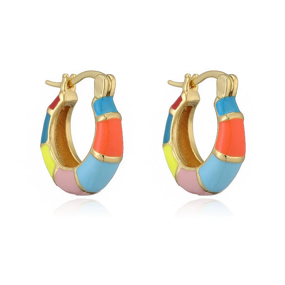Wholesale Earrings Copper Sweet Geometric Ushaped Oil Dripping Design For Women
