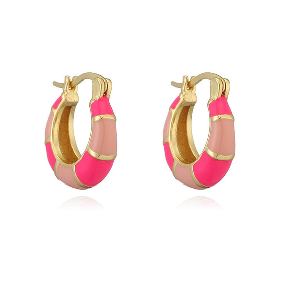Wholesale Earrings Copper Sweet Geometric Ushaped Oil Dripping Design For Women