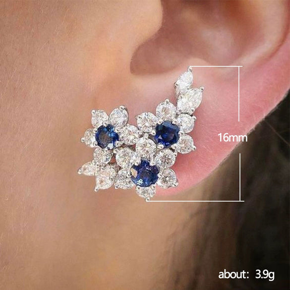 Wholesale Earrings Copper Three Dimensional Flower Zircon