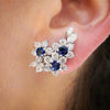Wholesale Earrings Copper Three Dimensional Flower Zircon