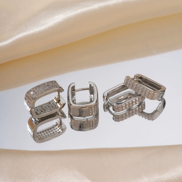 Wholesale Earrings Copper U Shape Microinlaid With Diamond Electroplating Light Luxury Style