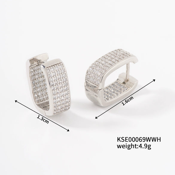 Wholesale Earrings Copper U Shape Microinlaid With Diamond Electroplating Light Luxury Style