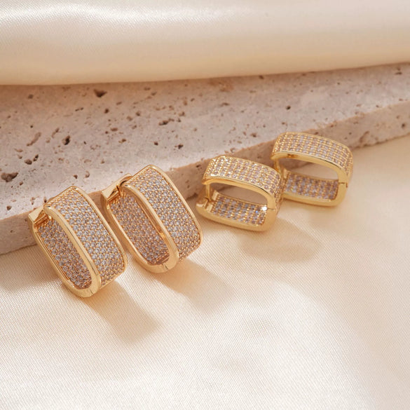 Wholesale Earrings Copper U Shape Microinlaid With Diamond Electroplating Light Luxury Style