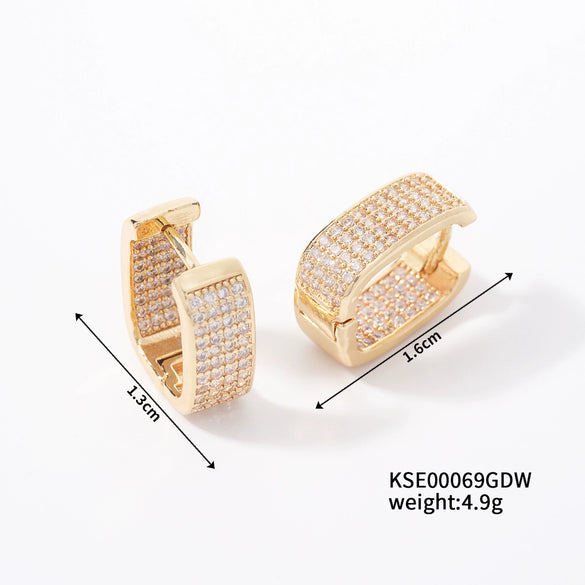 Wholesale Earrings Copper U Shape Microinlaid With Diamond Electroplating Light Luxury Style
