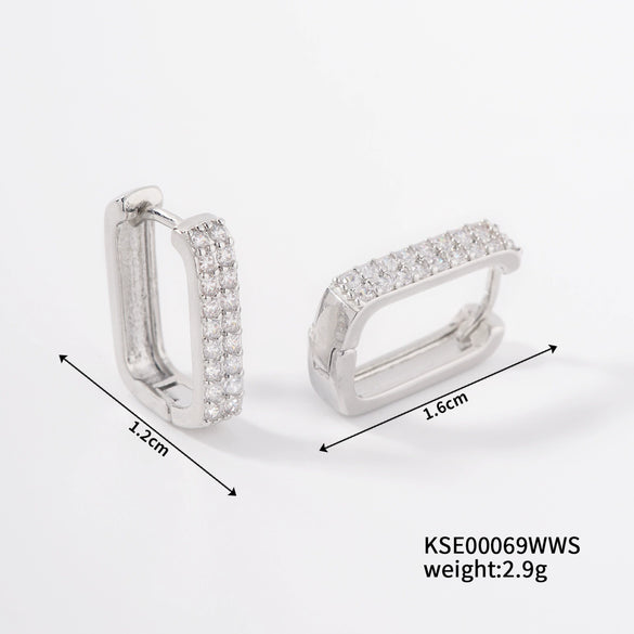 Wholesale Earrings Copper U Shape Microinlaid With Diamond Electroplating Light Luxury Style