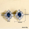 Wholesale Earrings Copper Vintage Royal Blue Zircon Flower Shape