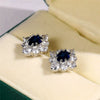 Wholesale Earrings Copper Vintage Royal Blue Zircon Flower Shape