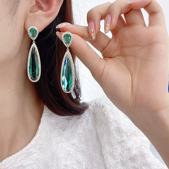 Wholesale Earrings Copper Water Drop Shape Retro Cold Style