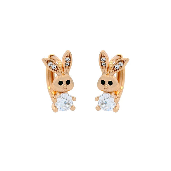 Wholesale Earrings Copper Zinc Alloy Gold Plated Micro Inlaid Zircon Cute Rabbit Style