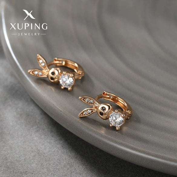 Wholesale Earrings Copper Zinc Alloy Gold Plated Micro Inlaid Zircon Cute Rabbit Style