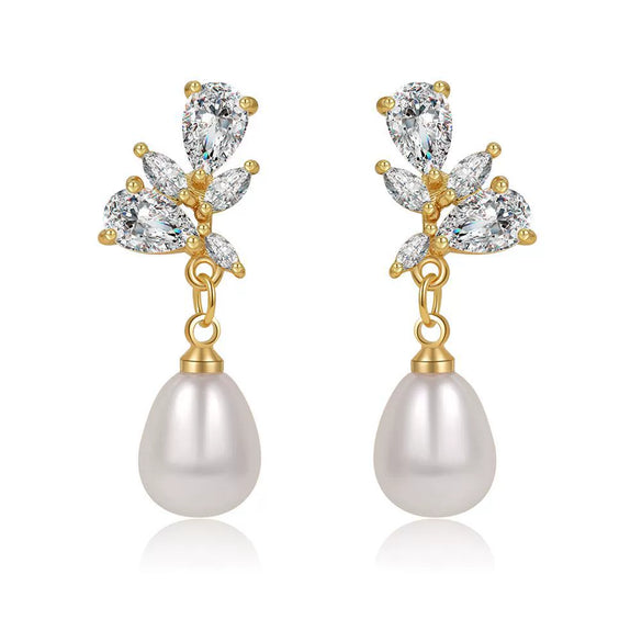 Wholesale Earrings Copper Zircon Geometric Electroplating Women's