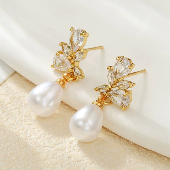 Wholesale Earrings Copper Zircon Geometric Electroplating Women's