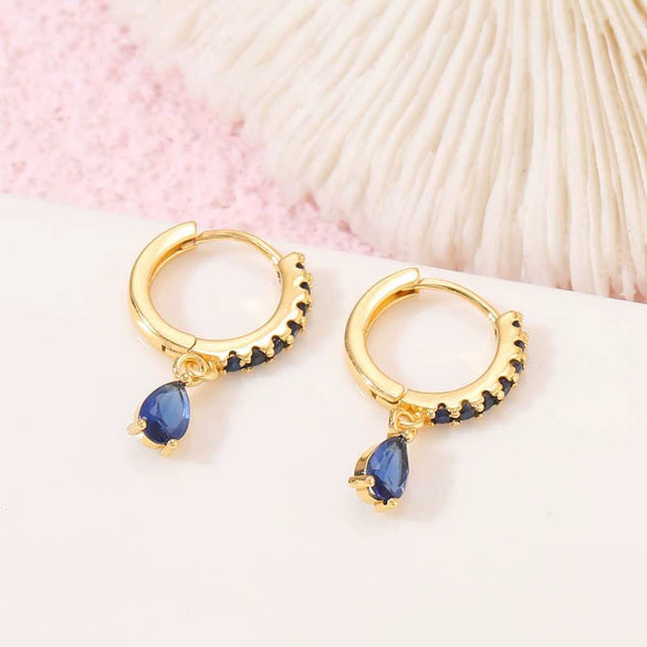Wholesale Earrings Copper Zircon Geometric Fashion Electroplated 14K Gold For Women
