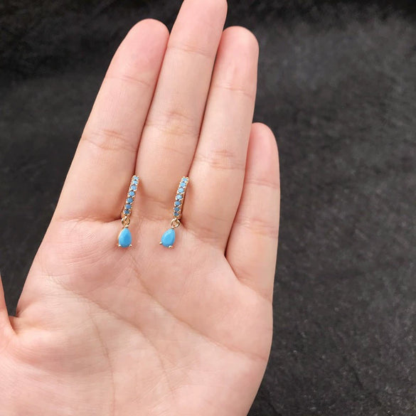 Wholesale Earrings Copper Zircon Geometric Fashion Electroplated 14K Gold For Women