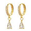 Wholesale Earrings Copper Zircon Geometric Fashion Electroplated 14K Gold For Women