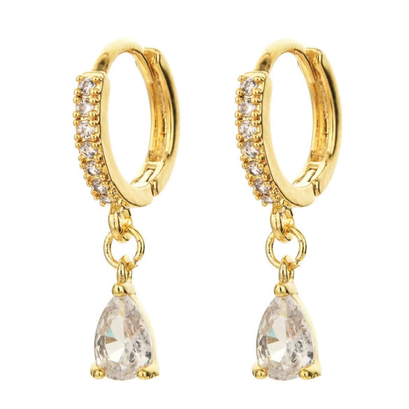 Wholesale Earrings Copper Zircon Geometric Fashion Electroplated 14K Gold For Women