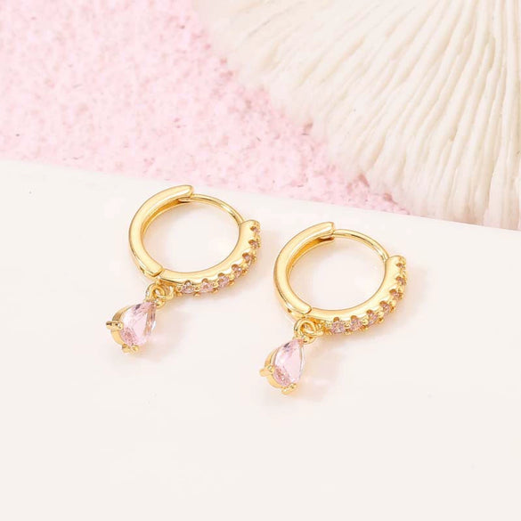 Wholesale Earrings Copper Zircon Geometric Fashion Electroplated 14K Gold For Women