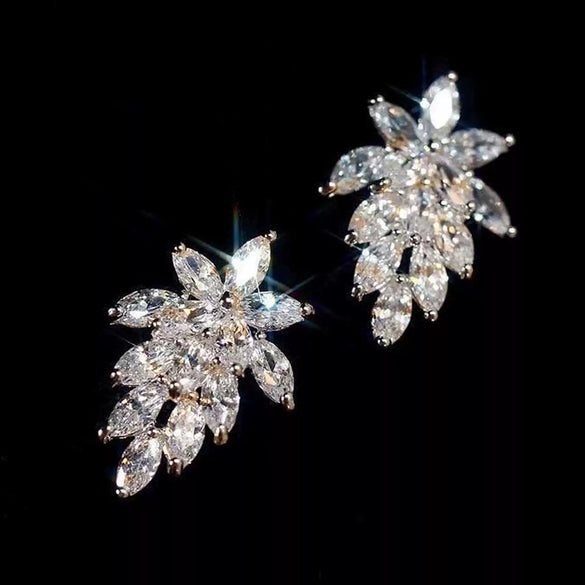 Wholesale Earrings Copper Zircon Horse Eye Shape Flower Design For Women