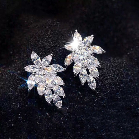 Wholesale Earrings Copper Zircon Horse Eye Shape Flower Design For Women