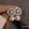 Wholesale Earrings Copper Zircon Imitation Pearl Flower Baroque Style For Women