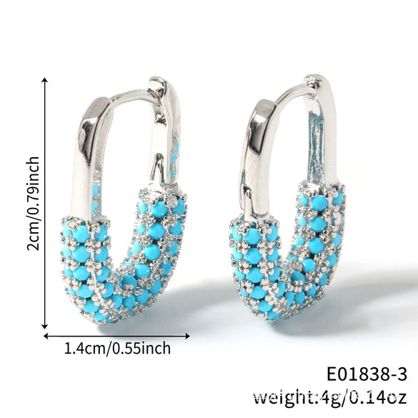 Wholesale Earrings Copper Zircon Inlay Geometric Small Lock Goldplated