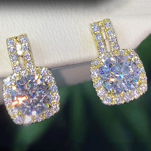 Wholesale Earrings Copper Zircon Simple Geometric Style For Women