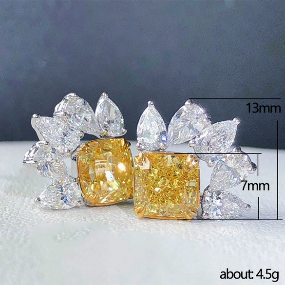 Wholesale Earrings Copper Zircon Yellow Diamond Inlaid Water Drop Flower Design For Women
