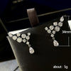 Wholesale Earrings Copper Zirconia Flower Wings Water Drop Design
