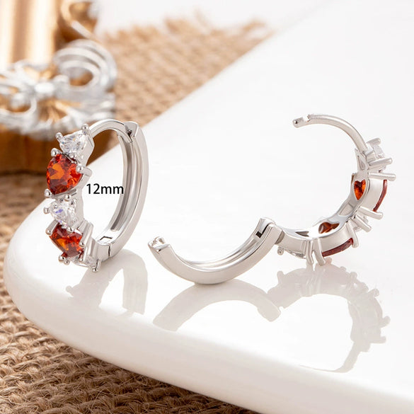 Wholesale Earrings Copper Zirconia Heart Shape Sweet Style