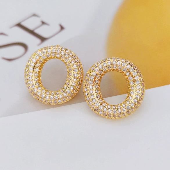 Wholesale Earrings Copper Zirconia Letter Design