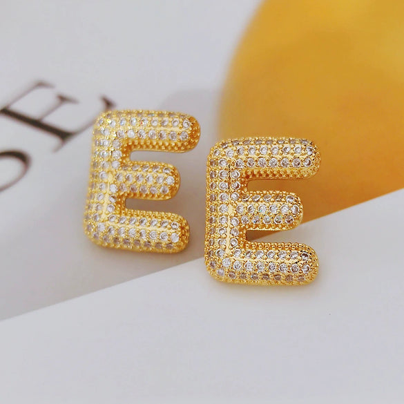 Wholesale Earrings Copper Zirconia Letter Design