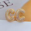 Wholesale Earrings Copper Zirconia Letter Design