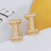 Wholesale Earrings Copper Zirconia Letter Design