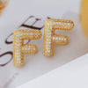 Wholesale Earrings Copper Zirconia Letter Design