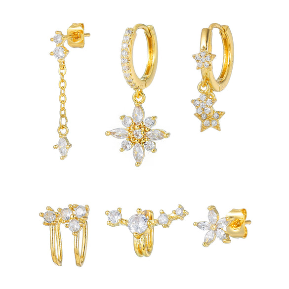 Wholesale Earrings Copper Zirconia Star Shape Light Luxury Women's
