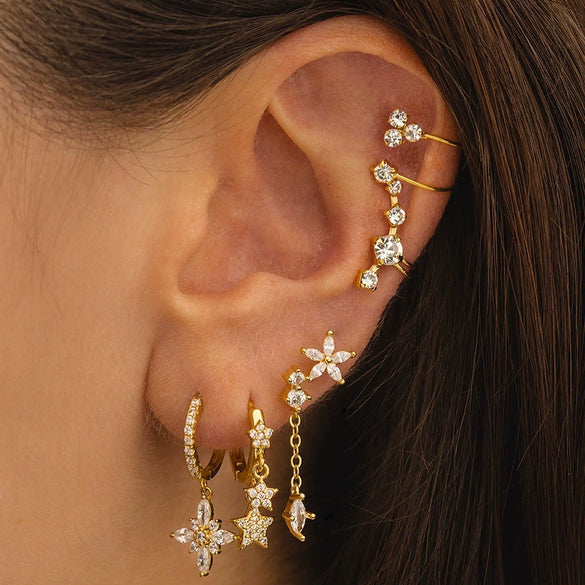 Wholesale Earrings Copper Zirconia Star Shape Light Luxury Women's