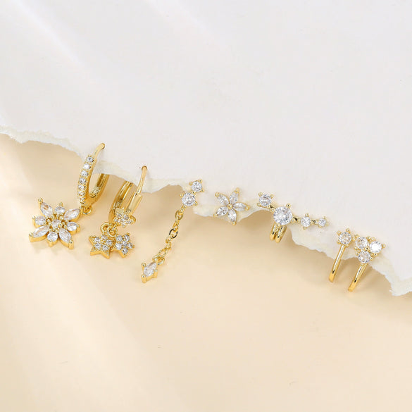 Wholesale Earrings Copper Zirconia Star Shape Light Luxury Women's