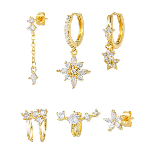 Wholesale Earrings Copper Zirconia Star Shape Light Luxury Women's