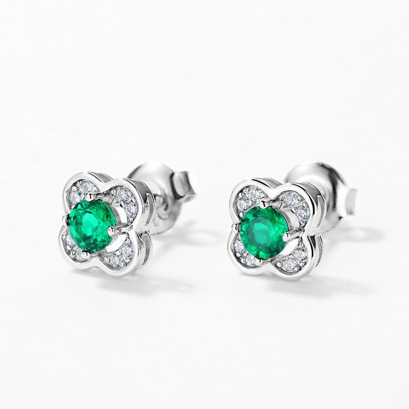 Wholesale Earrings Cultivating Emerald 925 Silver Retro Geometric Diamond Style