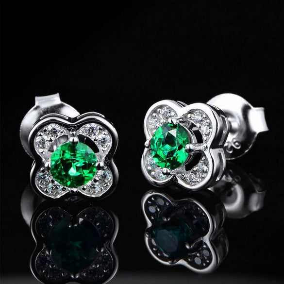Wholesale Earrings Cultivating Emerald 925 Silver Retro Geometric Diamond Style