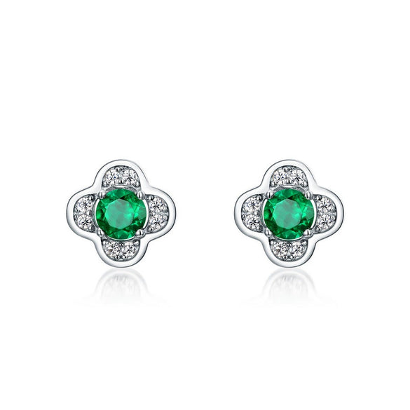 Wholesale Earrings Cultivating Emerald 925 Silver Retro Geometric Diamond Style