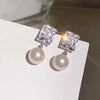 Wholesale Earrings Imitation Pearl Copper Geometric Light Luxury Style For Women