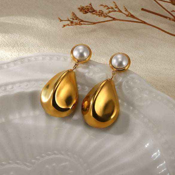 Wholesale Earrings Imitation Pearl Geometric Electroplating Light Luxury Niche Style