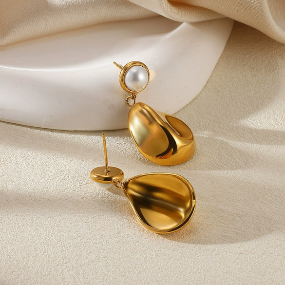 Wholesale Earrings Imitation Pearl Geometric Electroplating Light Luxury Niche Style