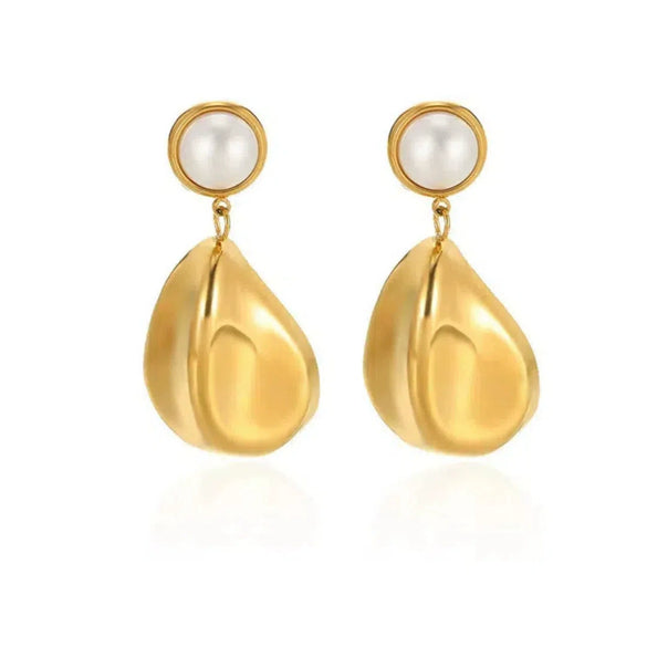 Wholesale Earrings Imitation Pearl Geometric Electroplating Light Luxury Niche Style