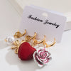 Wholesale Earrings Imitation Pearl Heart Flower Pendant Electroplated Stylish For Women