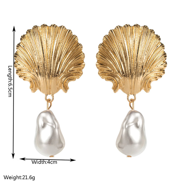 Wholesale Earrings Imitation Pearl Heart Flower Pendant Electroplated Stylish For Women
