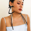 Wholesale Earrings Imitation Pearl Ribbon Bow Tie Handmade