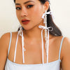 Wholesale Earrings Imitation Pearl Ribbon Bow Tie Handmade