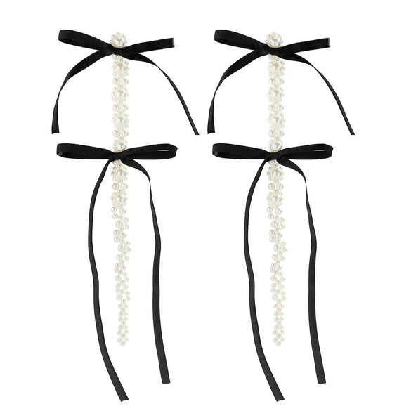 Wholesale Earrings Imitation Pearl Ribbon Bow Tie Handmade